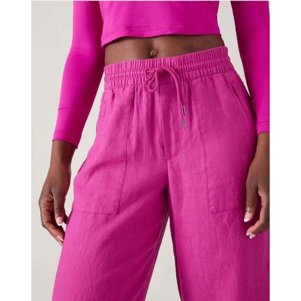 Athleta Retreat Wide Leg Linen Pants Pink Travel Women’s Size 3X NWT’s - Picture 5 of 15